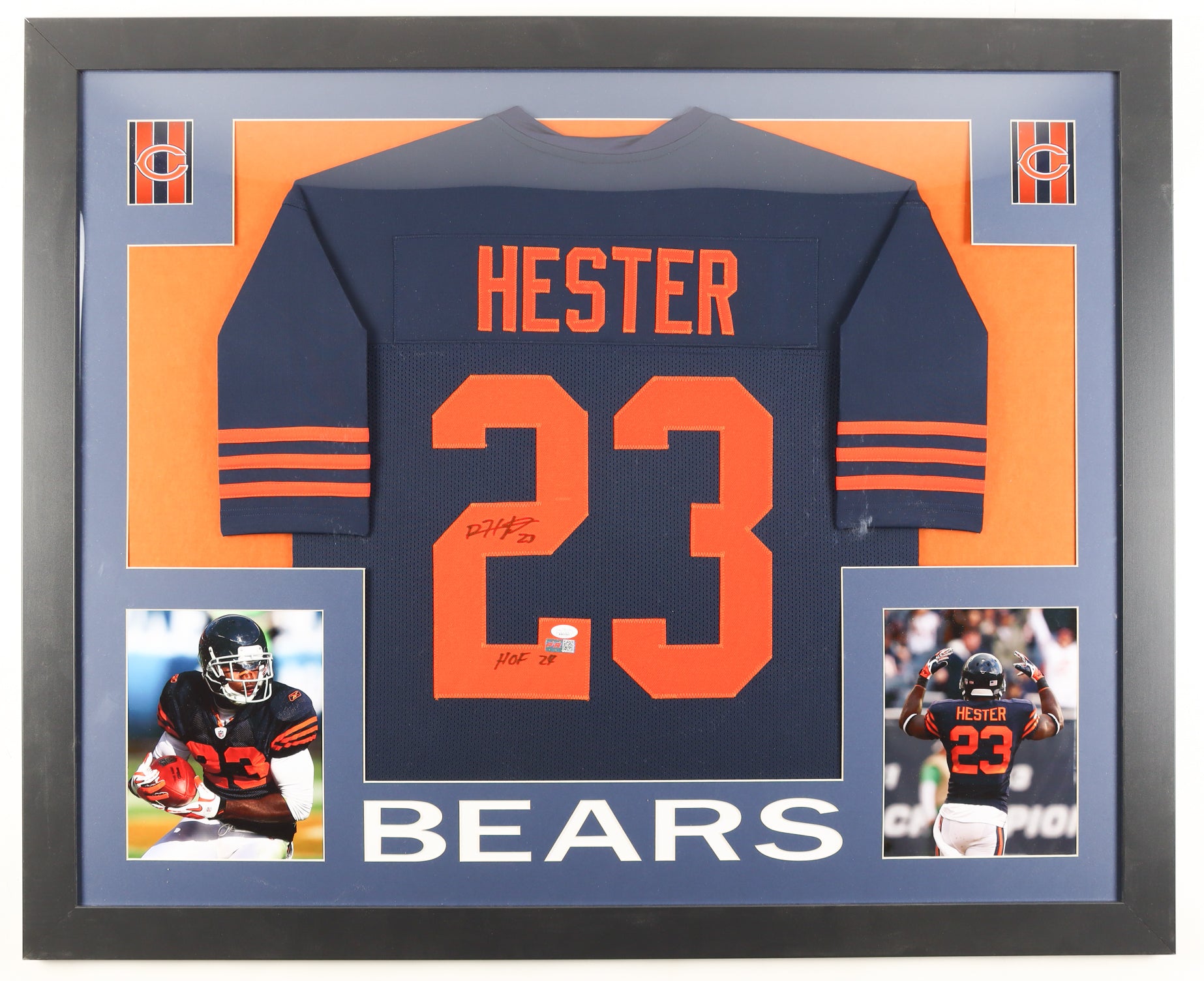 Devin Hester Autographed Custom Framed Football Jersey Display | Inscribed “HOF 24” | JSA & PIA Certified