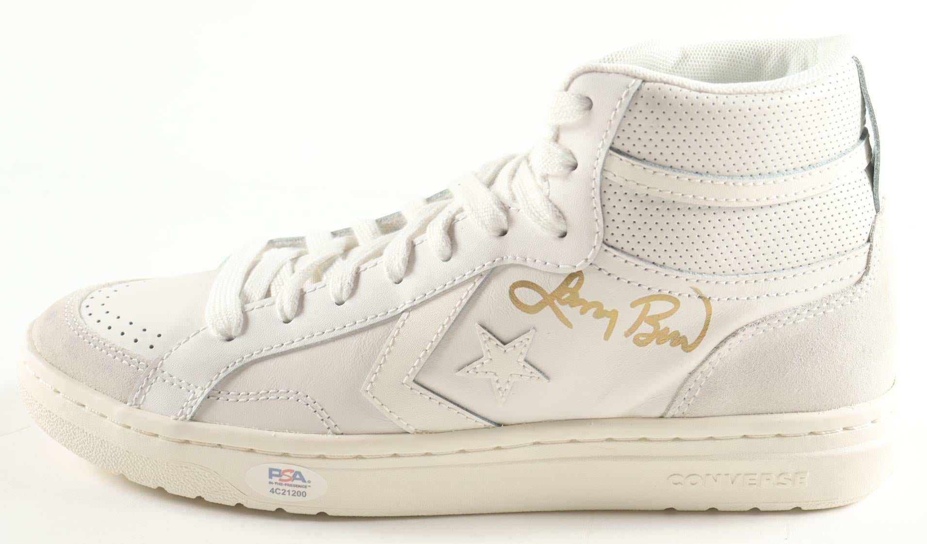 Authentic Larry Bird Autographed Converse All-Star White Leather Shoe Display PSA COA