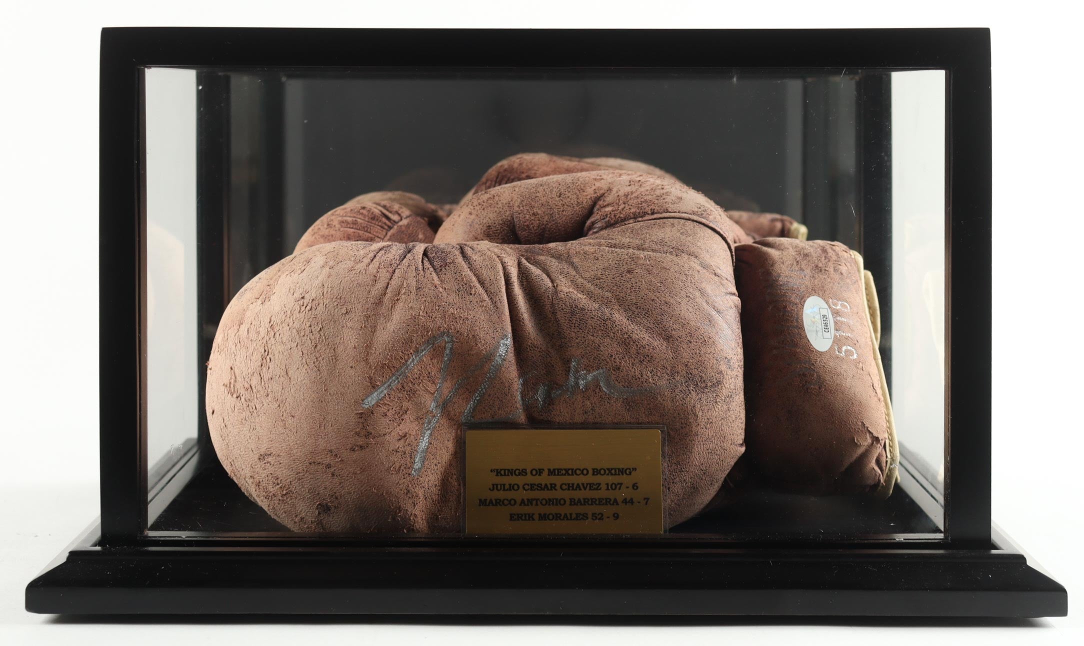 Authentic Mexican Boxing Kings Vintage Spalding Glove Set Signed by Chavez Barrera Morales JSA COA