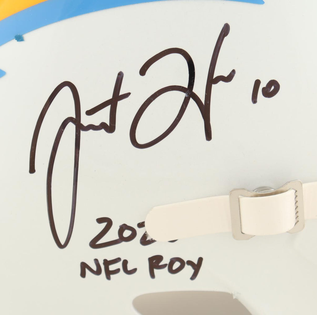 Justin Herbert Signed Chargers Full-Size Speed Helmet Inscribed "2020 NFL ROY" (Beckett)