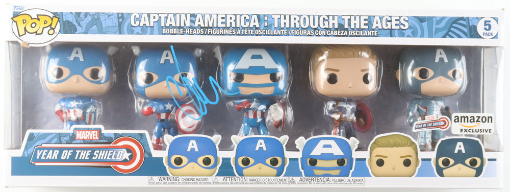 Chris Evans Autographed Captain America “Through the Ages” Funko Pop! 5-Pack | Year of the Shield | JSA Certified