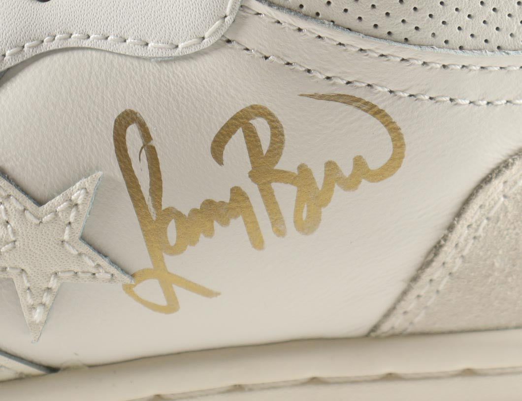 Magic Johnson & Larry Bird Signed Pair of (2) Converse All Star White Leather Basketball Shoes with Display Case (Beckett & PSA)