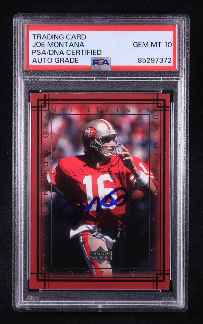 Joe Montana Signed 2000 Upper Deck Millennium QB's NFL Legends #M-1 (PSA | Autograph Graded PSA 10)