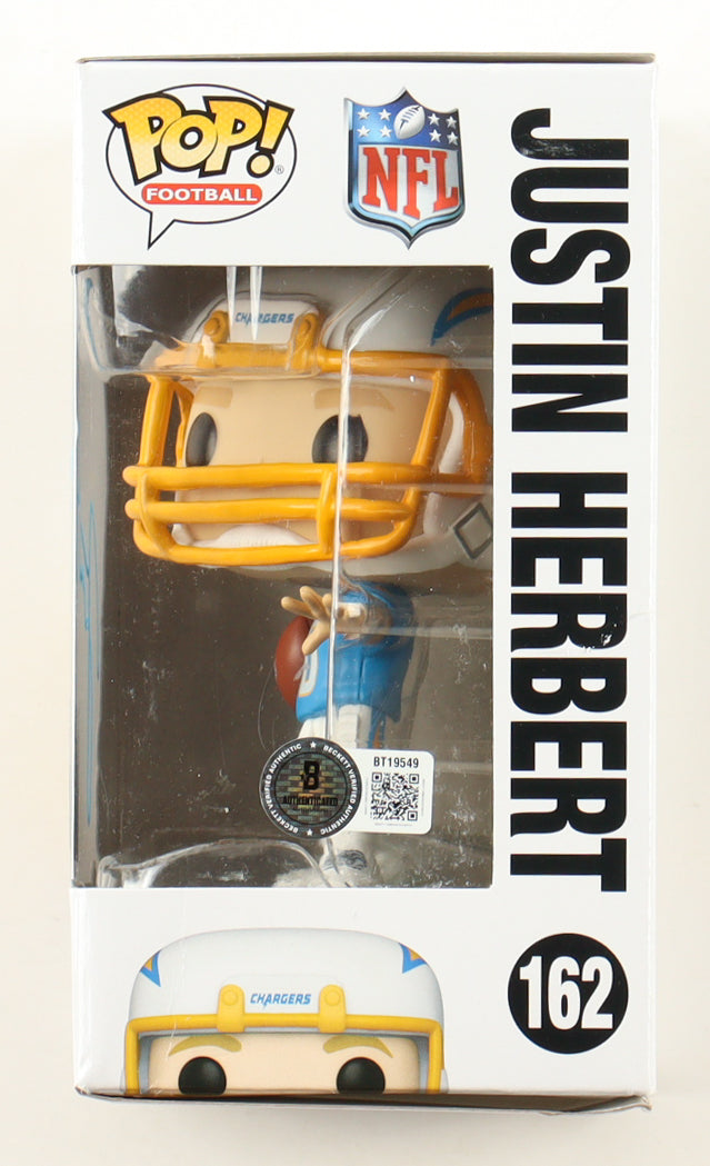Authentic Justin Herbert Autographed Chargers 162 Funko Pop Beckett COA