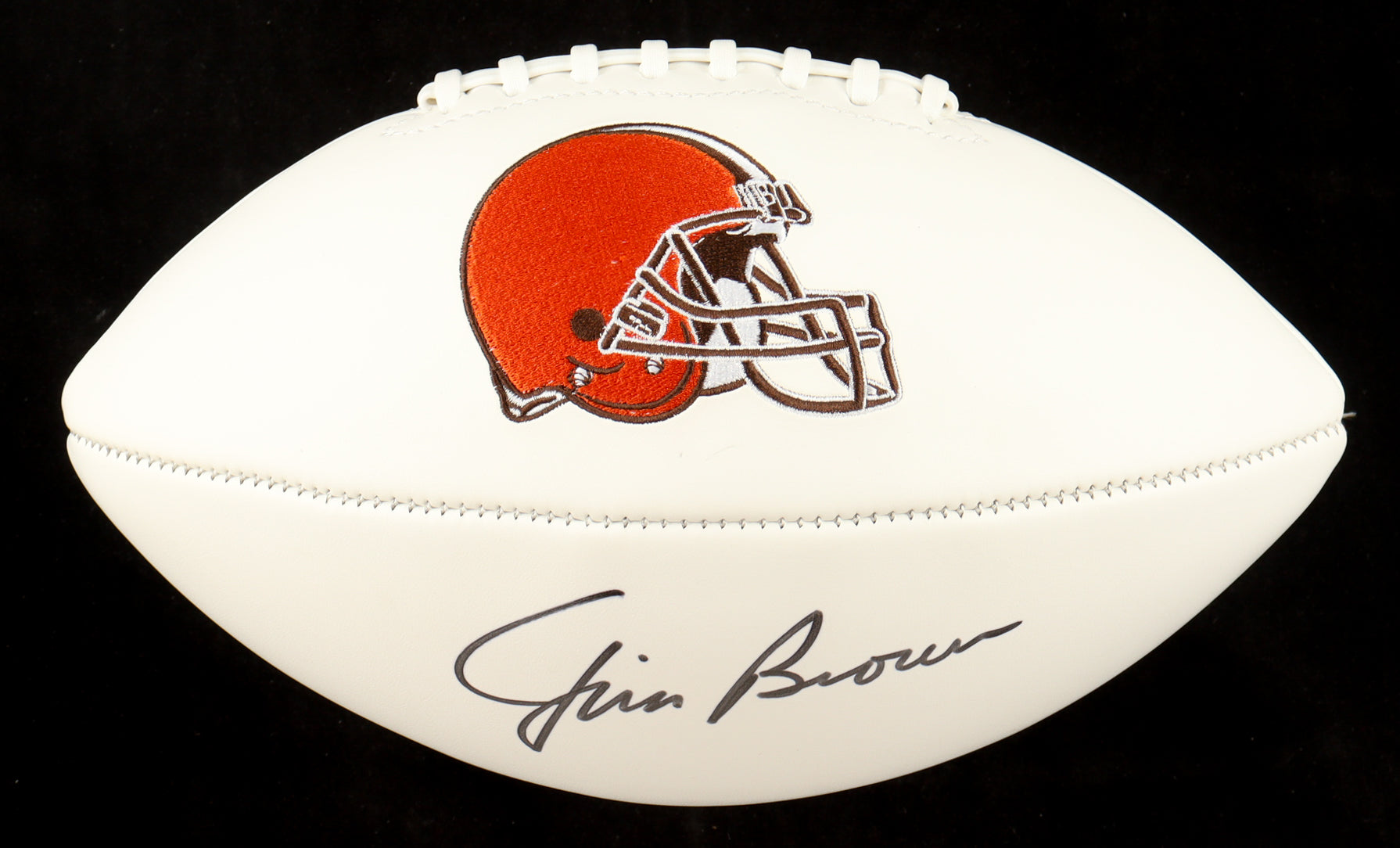 Authentic Jim Brown Autographed Browns Logo Football Schwartz COA