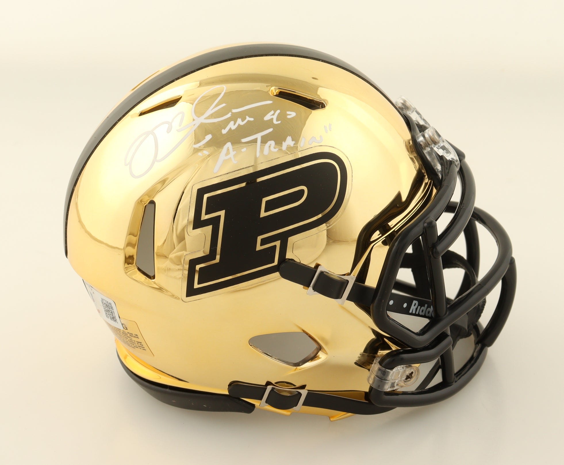 Mike Alstott Autographed Purdue Boilermakers Chrome Speed Mini Helmet | Inscribed “A-Train” | Beckett Certified