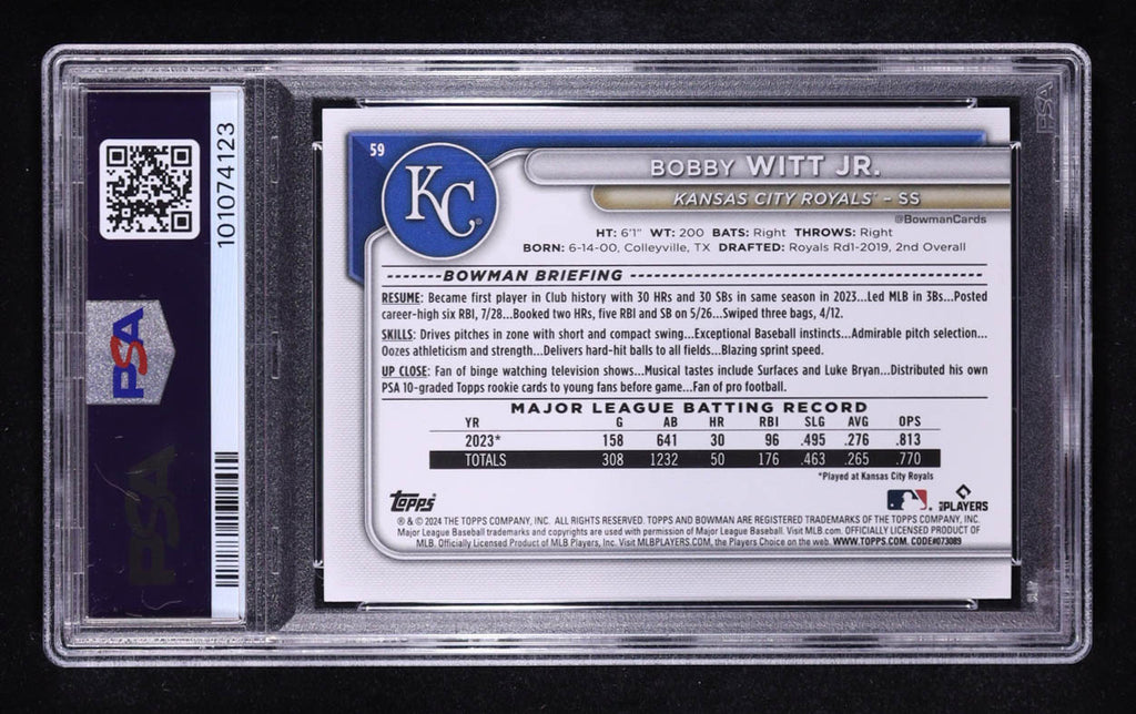 Bobby Witt Jr. 2024 Bowman Sky Blue #59 /499 PSA 10 Gem Mint | Kansas City Royals