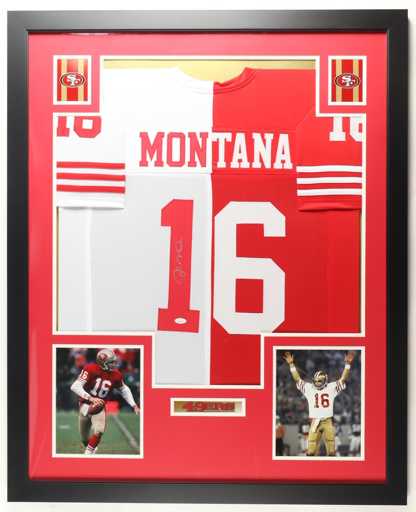 Authentic Joe Montana Autographed Custom Framed Jersey Display JSA COA