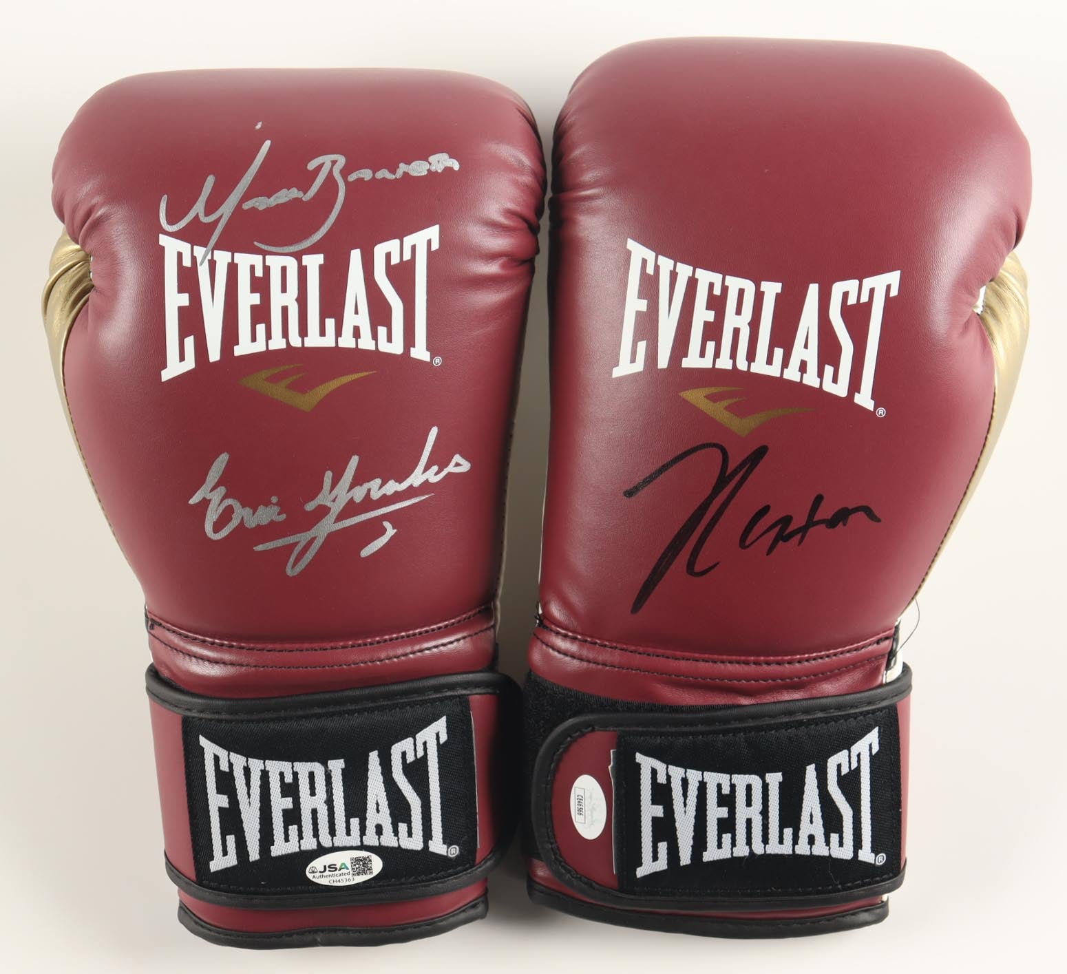 Julio Cesar Chavez, Marco Antonio Barrera & Erik Morales Autographed Everlast Boxing Gloves | Triple Signed w/ Display Case | JSA Certified
