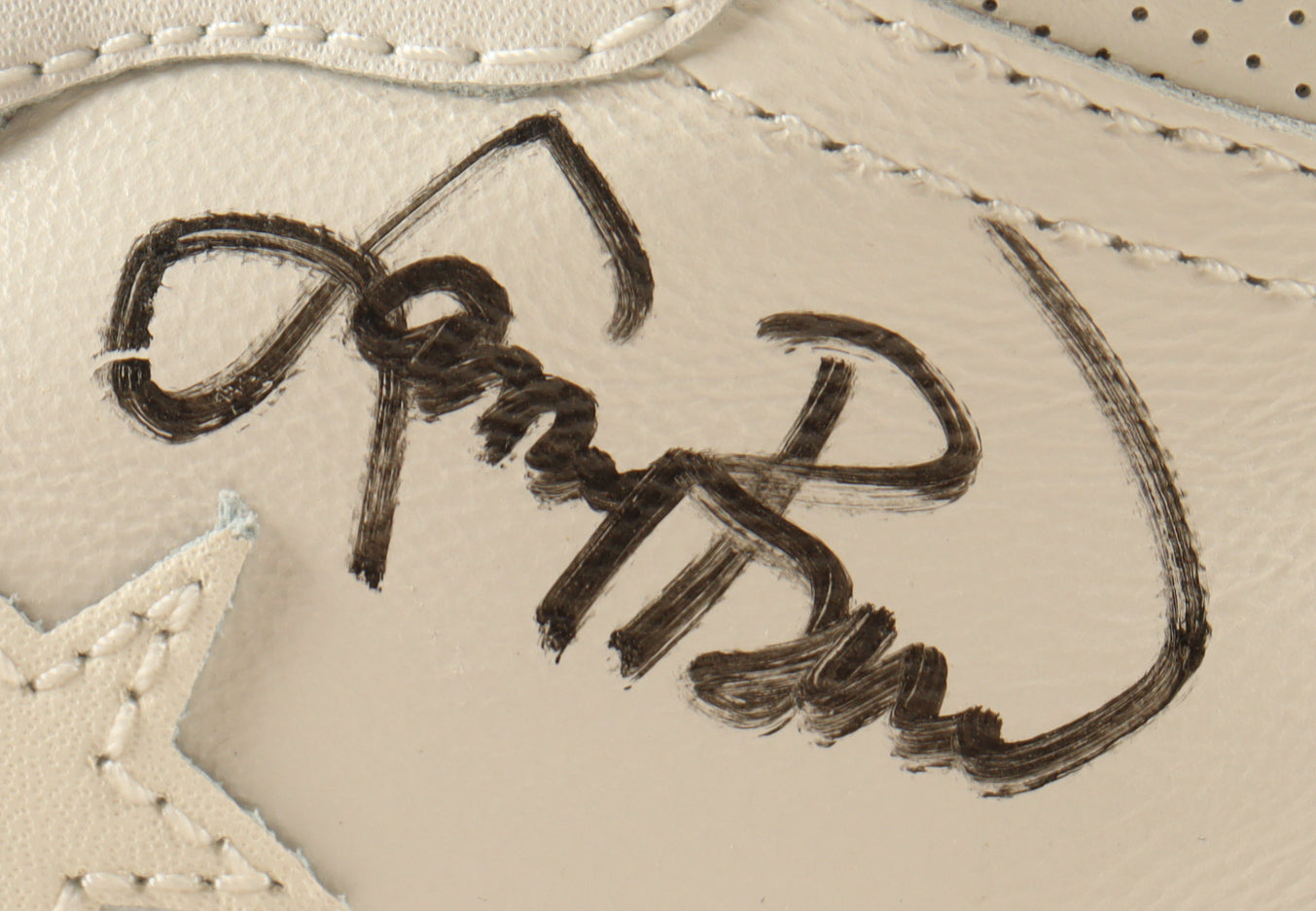 Larry Bird Autographed Converse All-Star White Leather Basketball Shoe | PSA Certified | Stat Plaque Display Stand