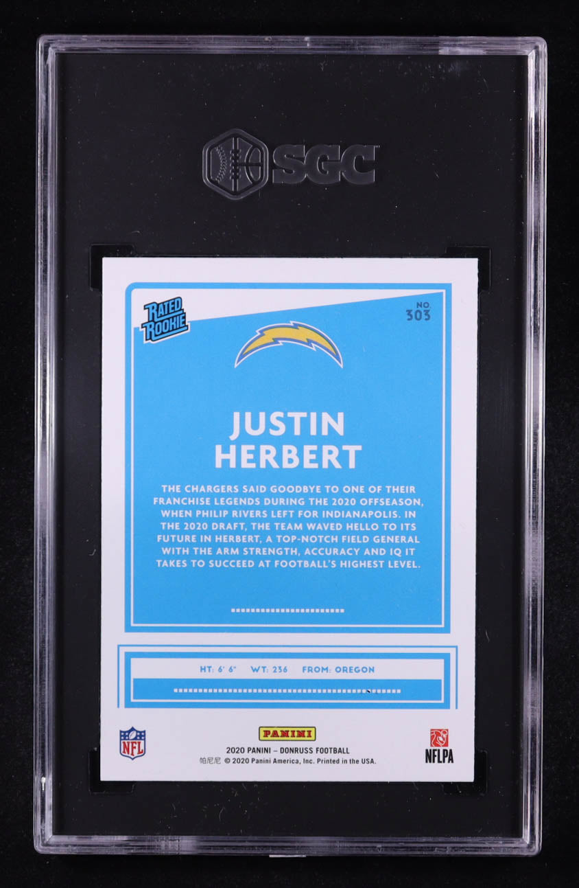 Justin Herbert 2020 Donruss Rated Rookie #303 RC | SGC 10 Gem Mint | NFL Rookie Card
