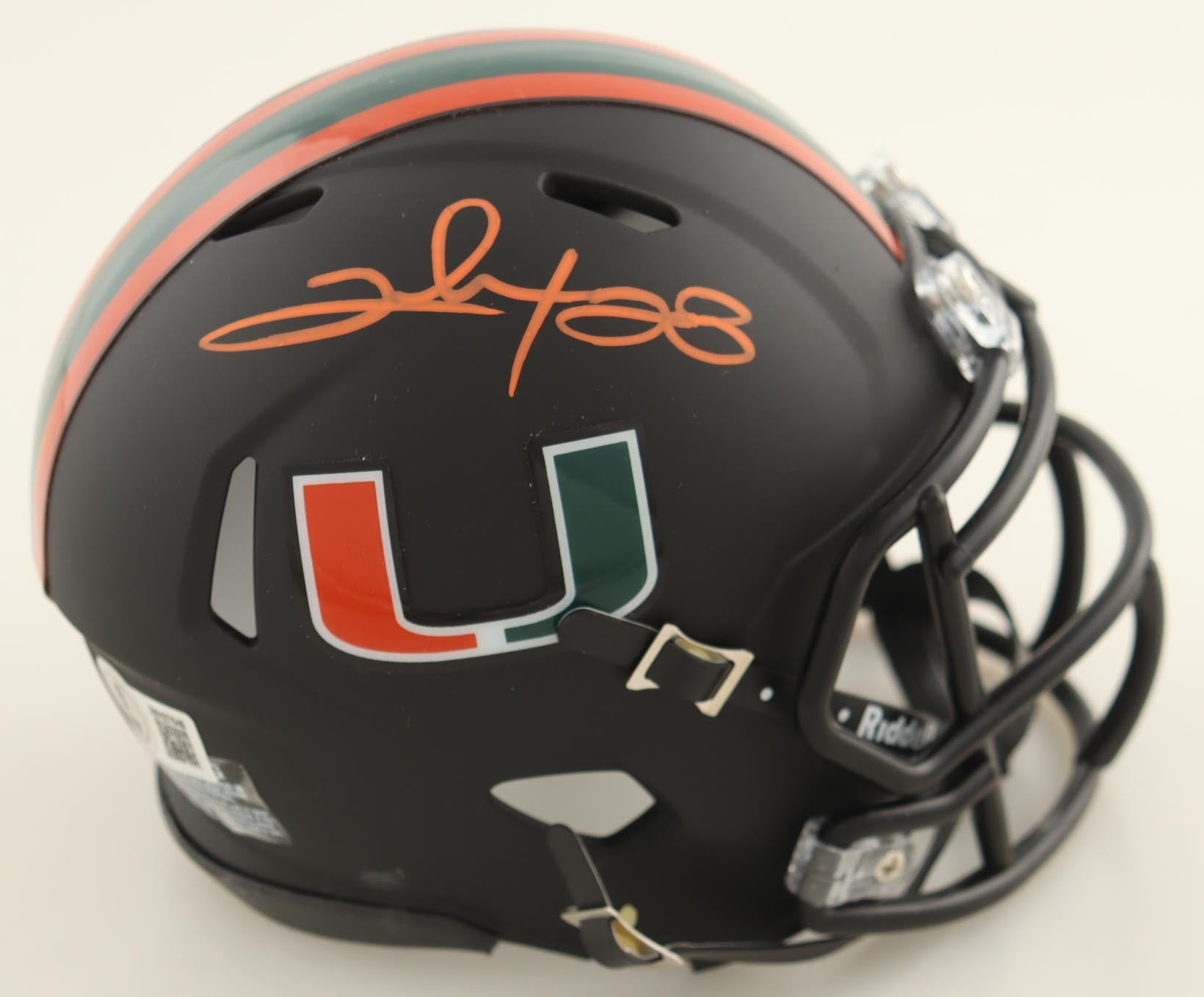 Clinton Portis Autographed Miami Hurricanes Eclipse Speed Mini Helmet | Beckett Certified Signature