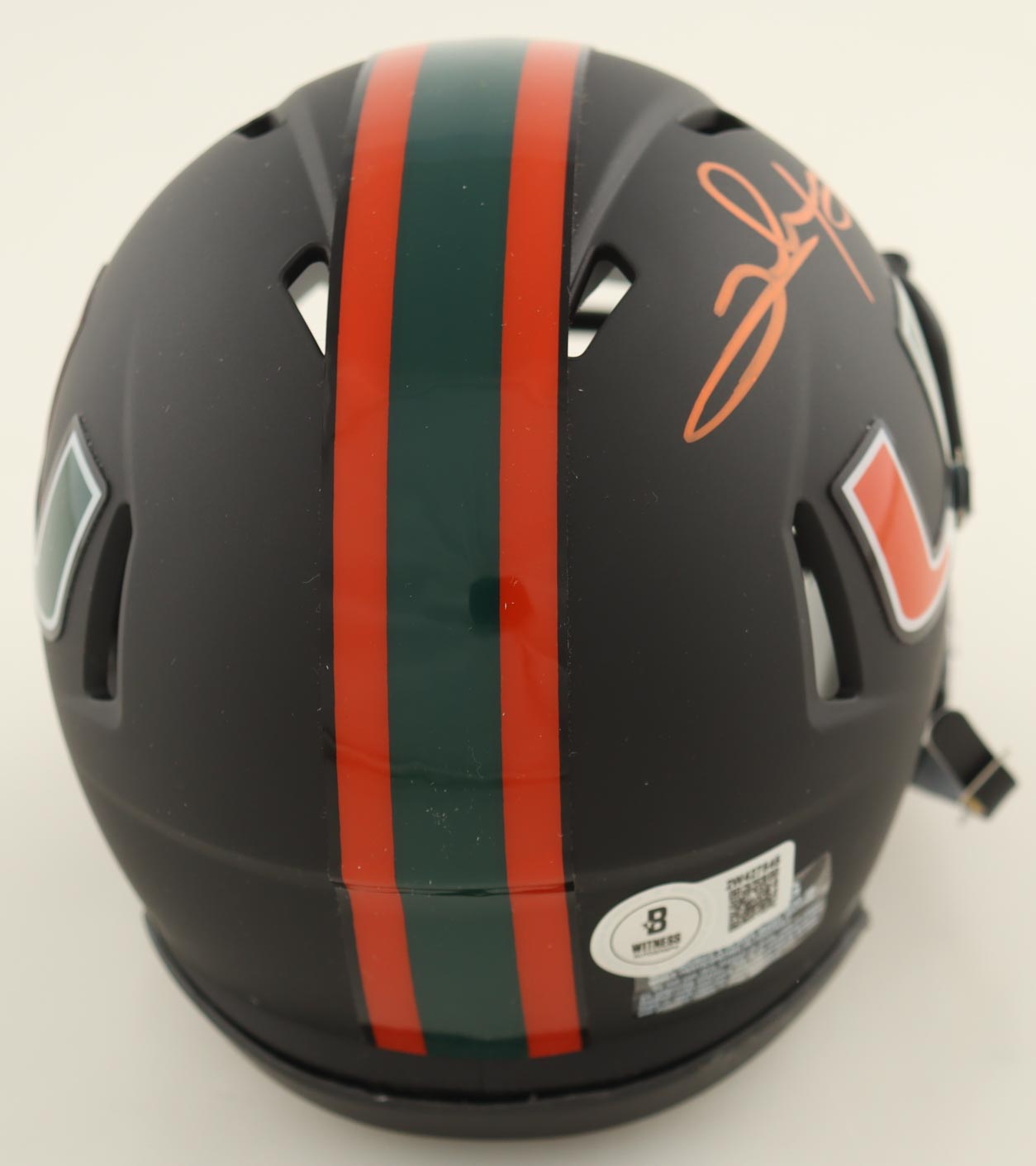 Clinton Portis Autographed Miami Hurricanes Eclipse Speed Mini Helmet | Beckett Certified Signature