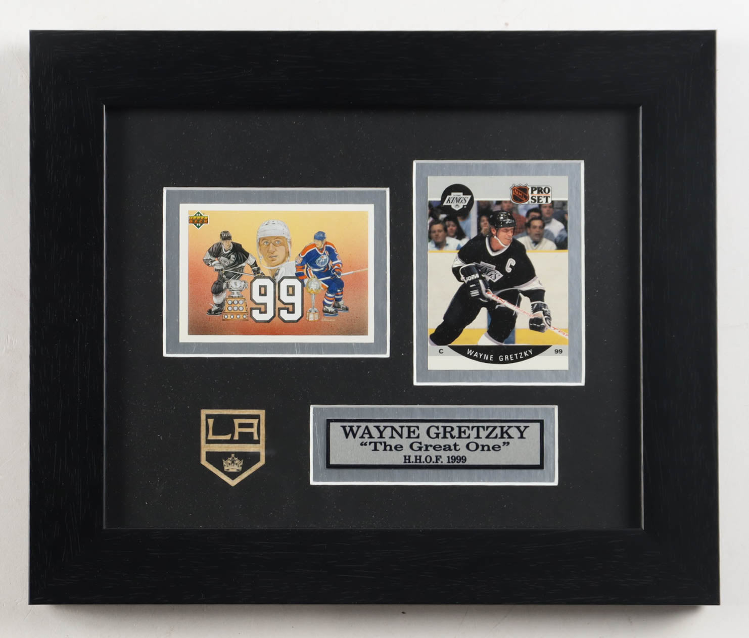 Wayne Gretzky Kings Custom Framed Upper Deck & Pro Set Card Display