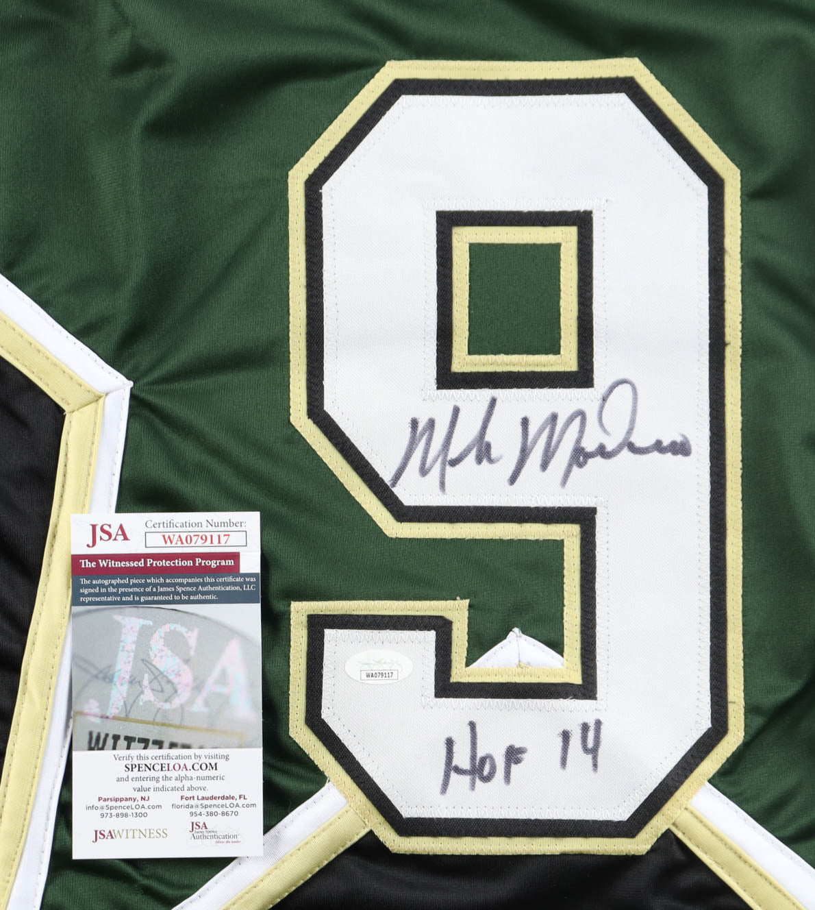 Mike Modano Autographed Hockey Jersey | Inscribed “HOF 14” | JSA Certified Signature