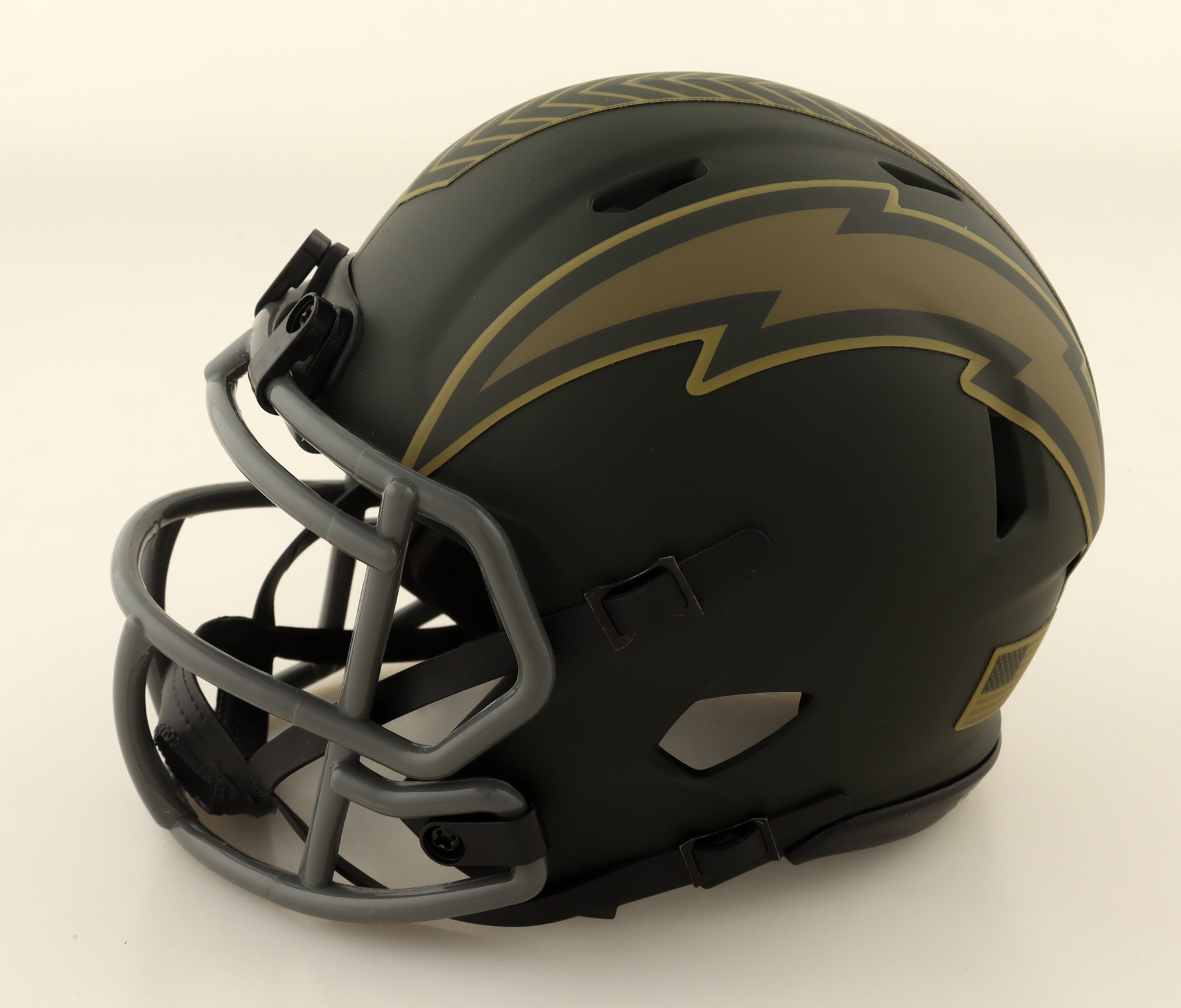 Oronde Gadsden Autographed Los Angeles Chargers Salute to Service Speed Mini Helmet | Beckett Certified