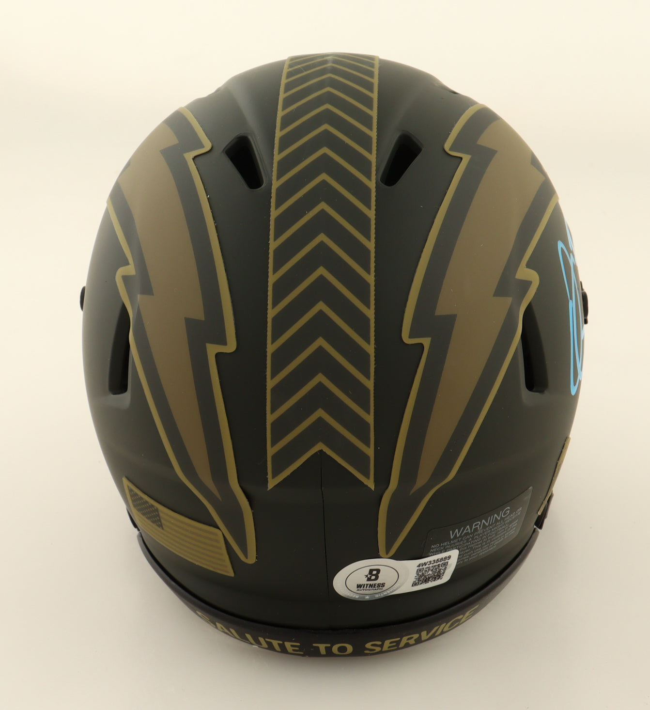 Oronde Gadsden Autographed Los Angeles Chargers Salute to Service Speed Mini Helmet | Beckett Certified