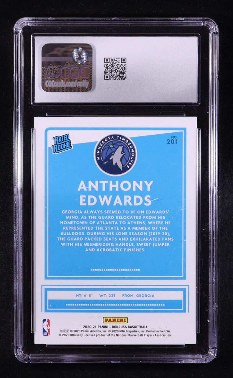 Anthony Edwards 2020-21 Panini Donruss Rated Rookie #201 RC | CGC 10 Gem Mint