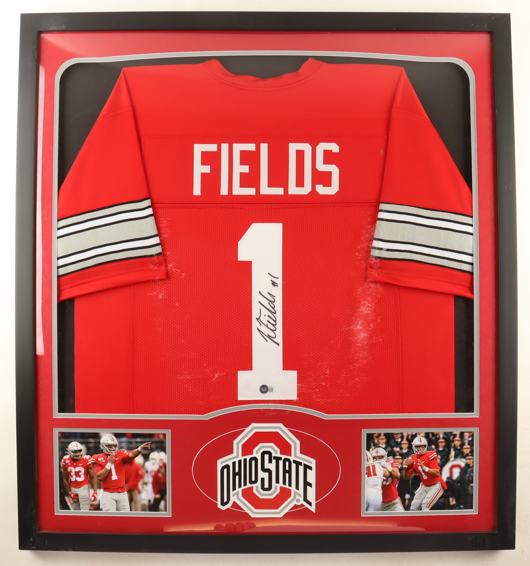 Justin Fields Signed Custom Framed Jersey Display