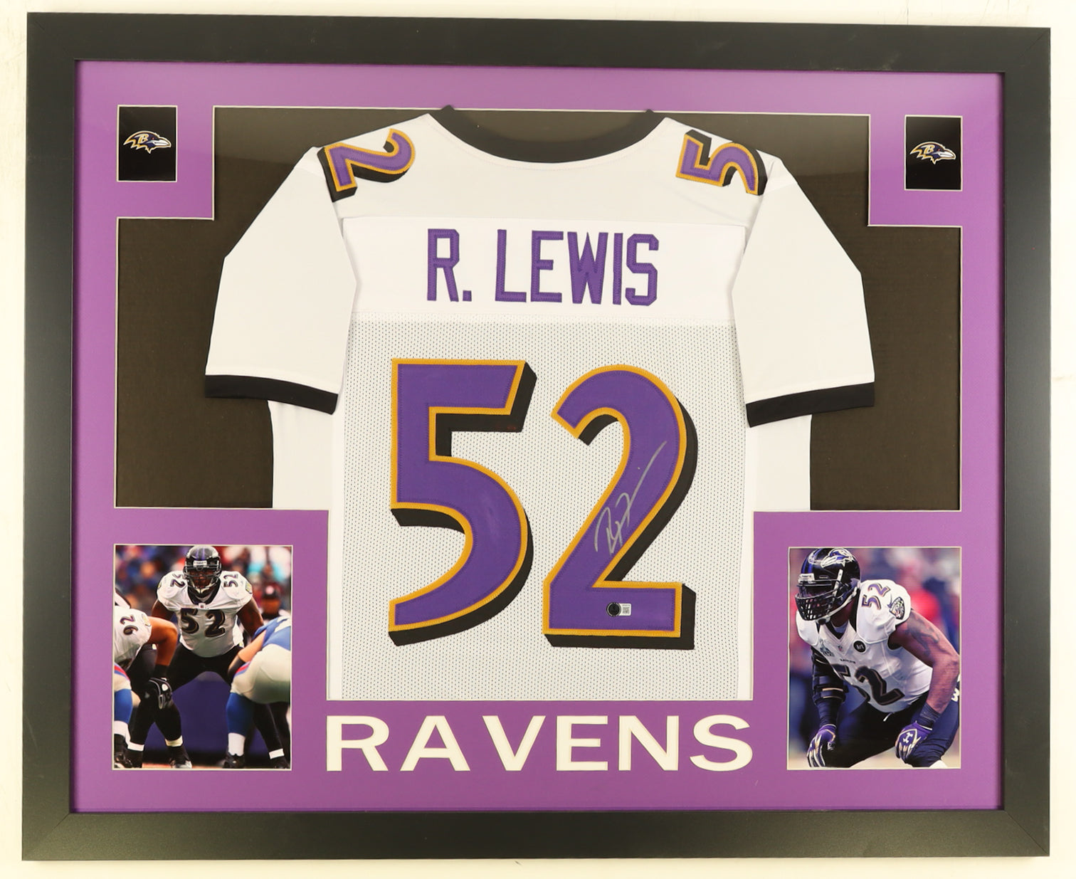 Ray Lewis Signed Custom Framed Jersey Display (Beckett)