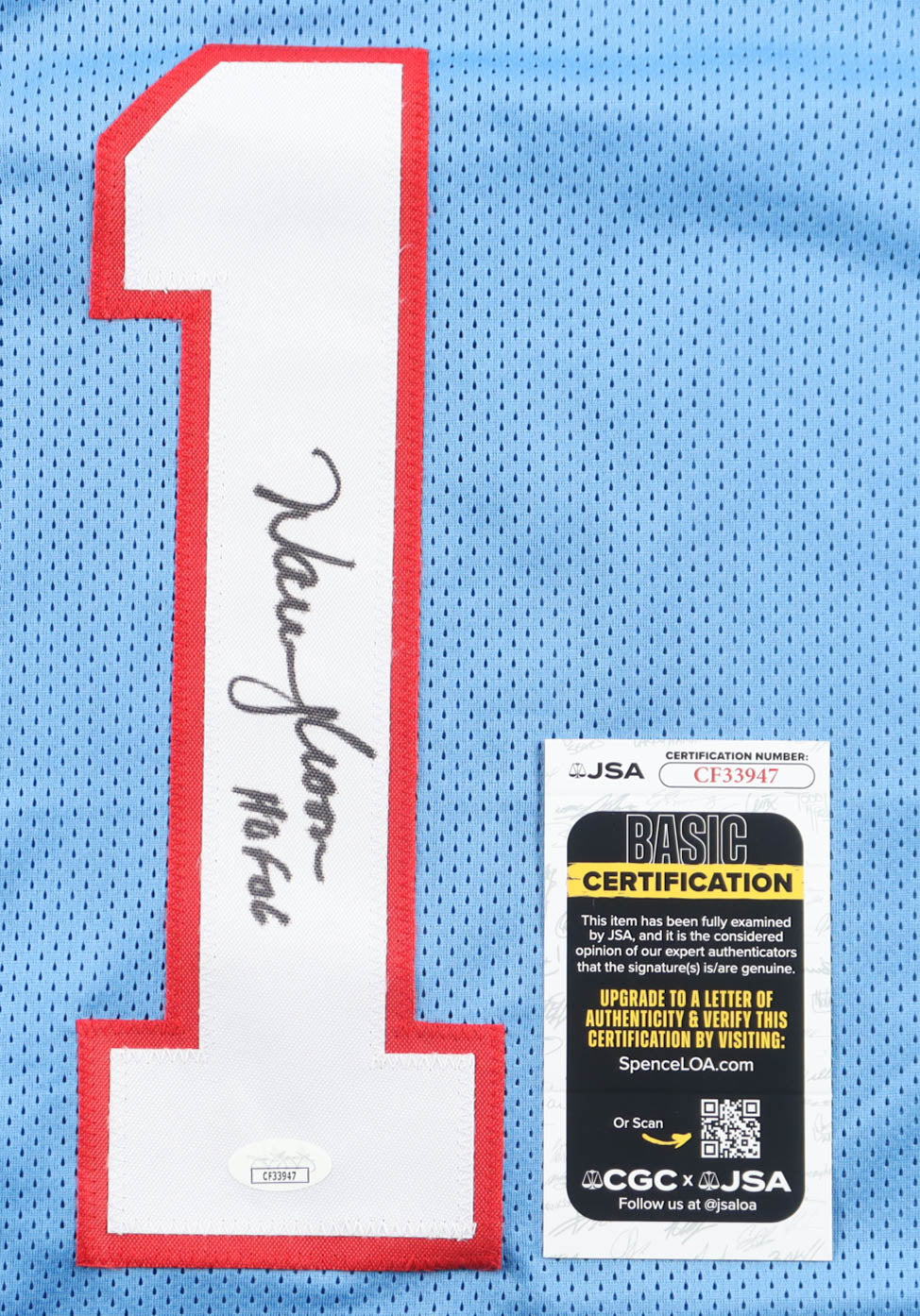 Warren Moon Signed Jersey Inscribed "HOF 06" (JSA)