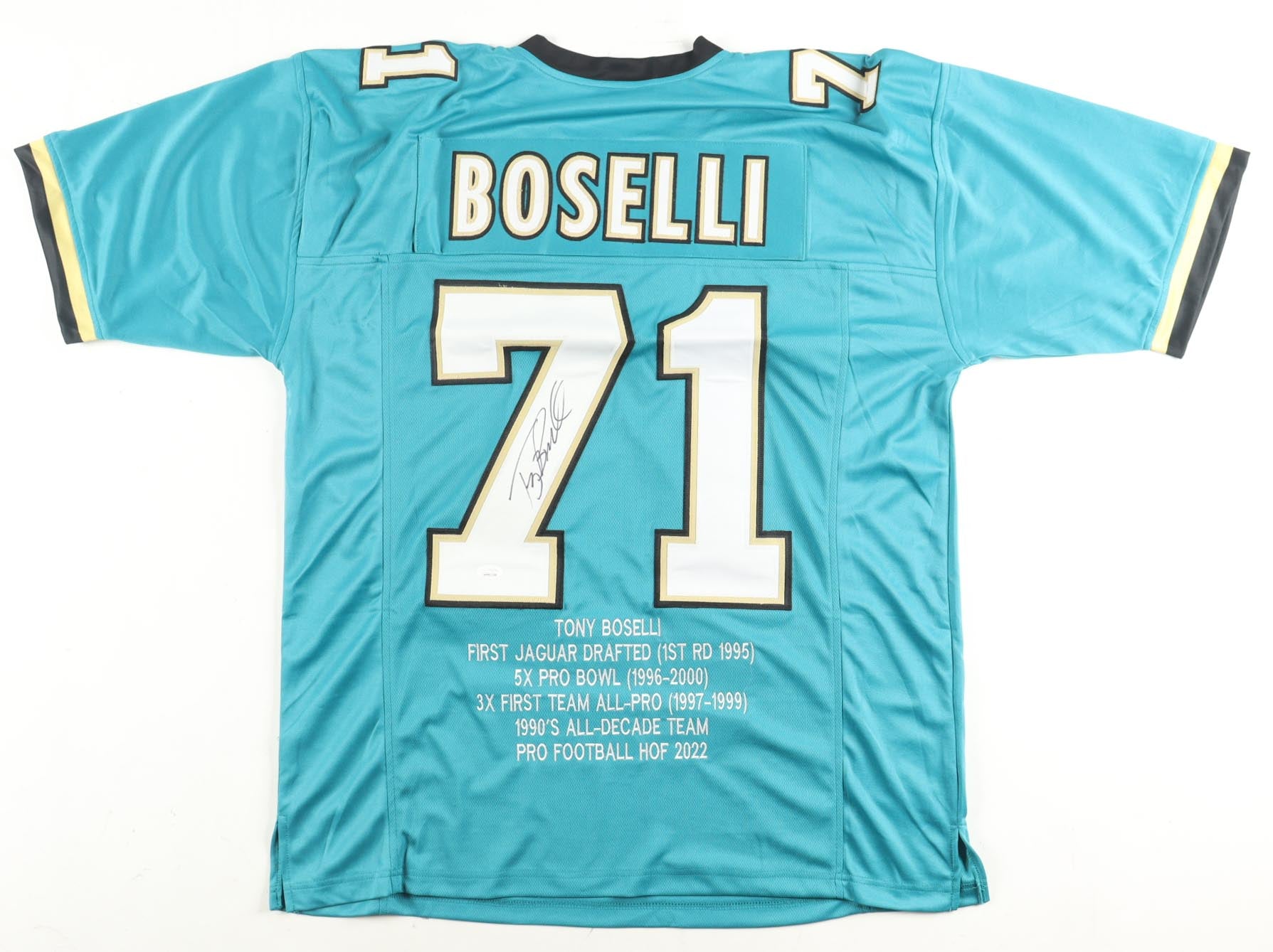 Tony Boselli Signed Career Highlight Stat Jersey