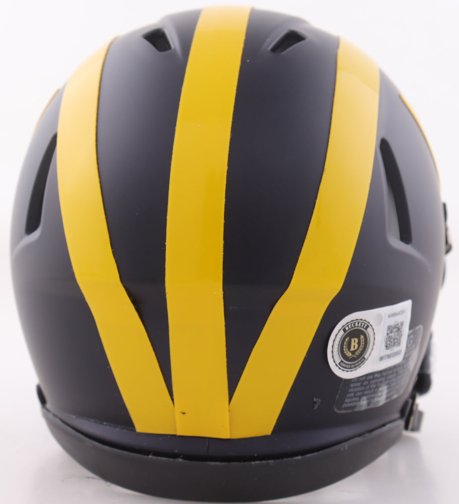 Tyrone Wheatley Signed Michigan Wolverines Speed Mini Helmet in personalized case with visor (Beckett)