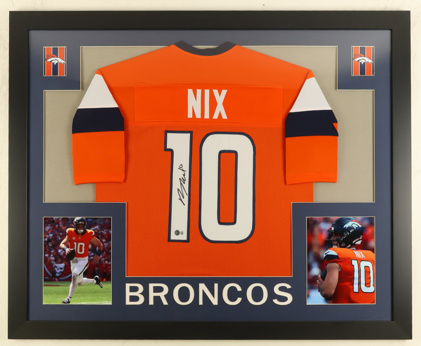 Bo Nix Signed Custom Framed Jersey Display (Beckett)
