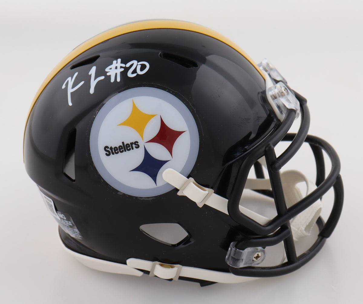 Kaleb Johnson Signed Steelers Speed Mini Helmet in personalized case with visor (Beckett)