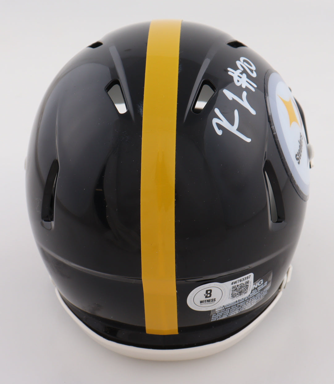 Kaleb Johnson Signed Steelers Speed Mini Helmet in personalized case with visor (Beckett)
