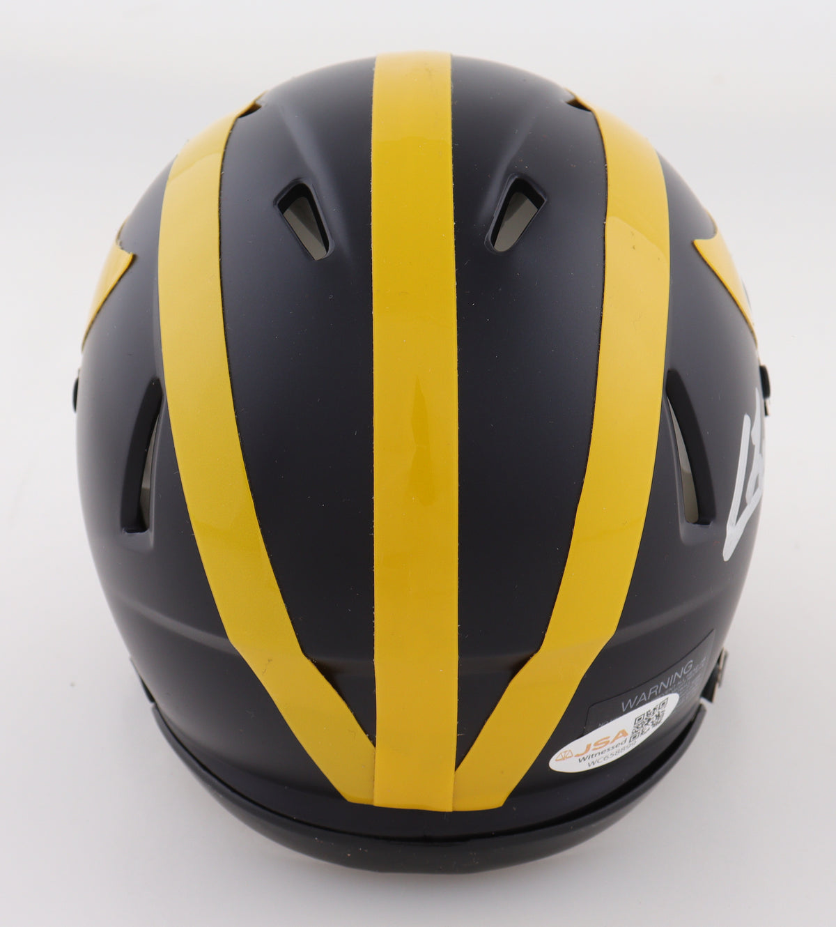 Colston Loveland Signed Michigan Wolverines Speed Mini Helmet in personalized case with visor (JSA)