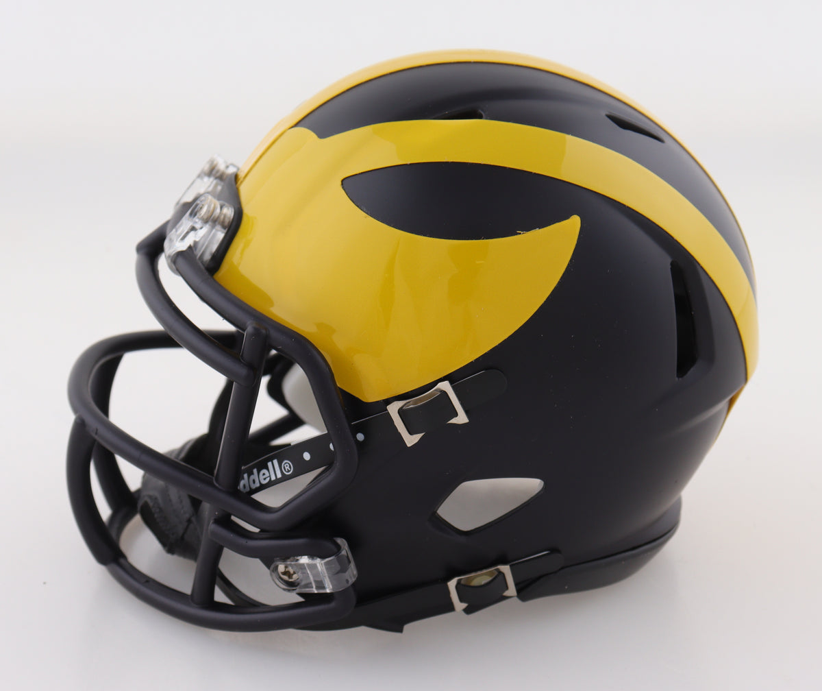 Colston Loveland Signed Michigan Wolverines Speed Mini Helmet in personalized case with visor (JSA)