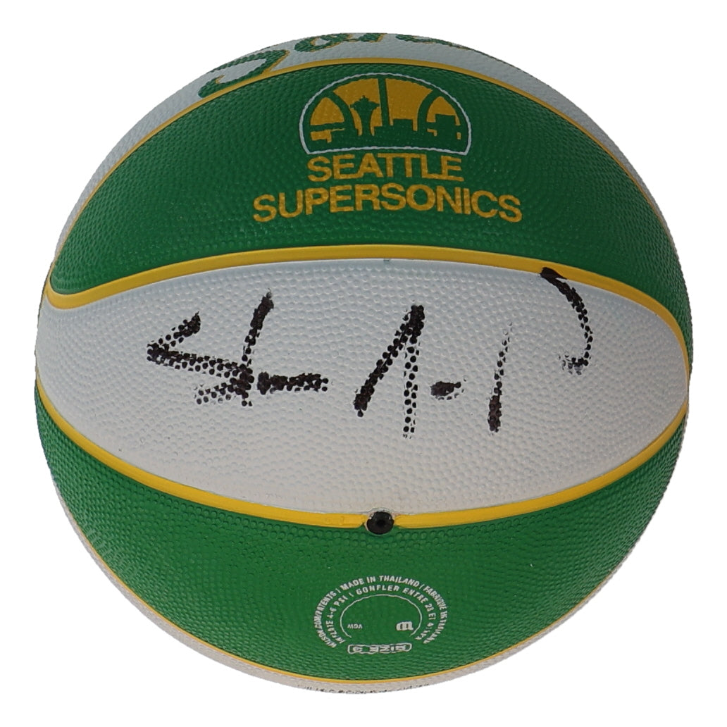 Shawn Kemp Signed SuperSonics Retro Logo Mini Basketball (Schwartz)
