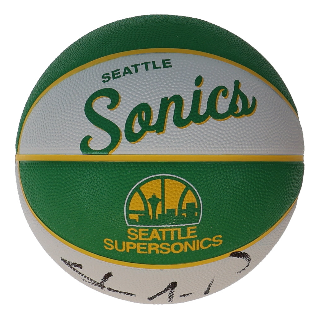Shawn Kemp Signed SuperSonics Retro Logo Mini Basketball (Schwartz)