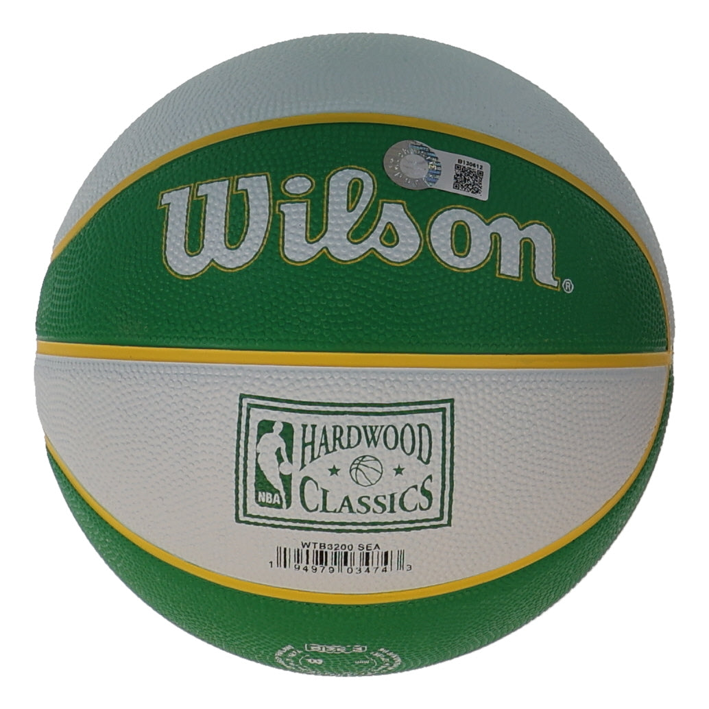 Shawn Kemp Signed SuperSonics Retro Logo Mini Basketball (Schwartz)