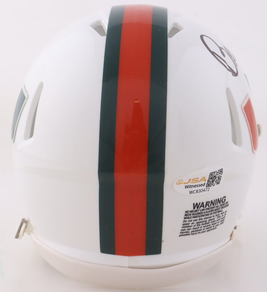 Bernie Kosar Signed Miami Hurricanes Speed Mini Helmet in personalized case with visor. (JSA)