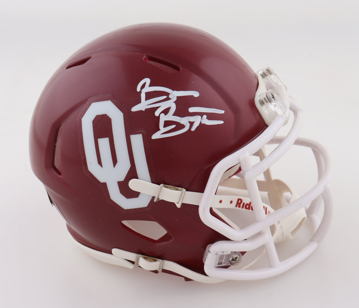 Brian Bosworth Signed Oklahoma Sooners Speed Mini Helmet with personalized case and visor (Beckett)