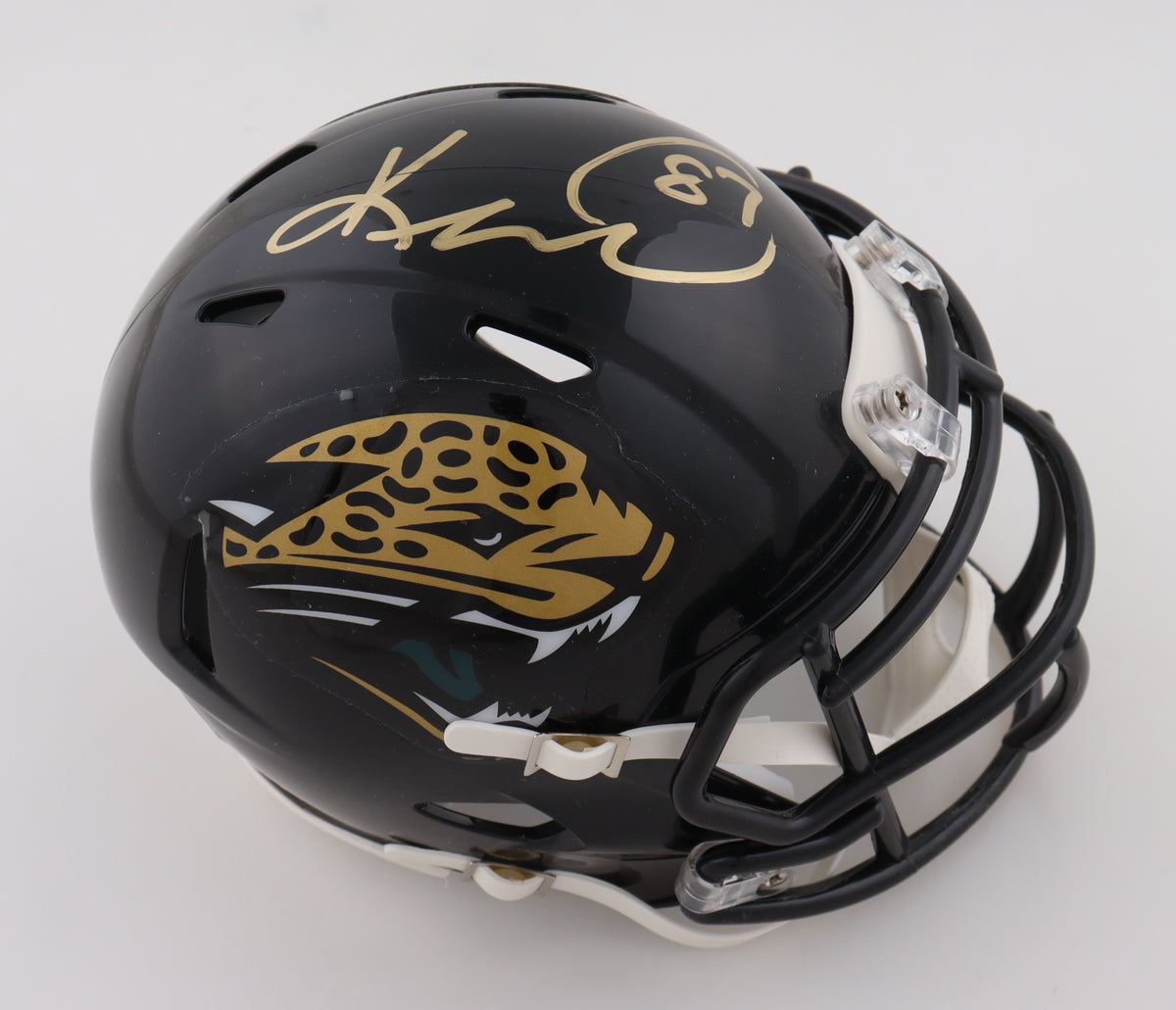 Keenan McCardell Signed Jaguars Speed Mini Helmet in personalized case with visor(JSA)
