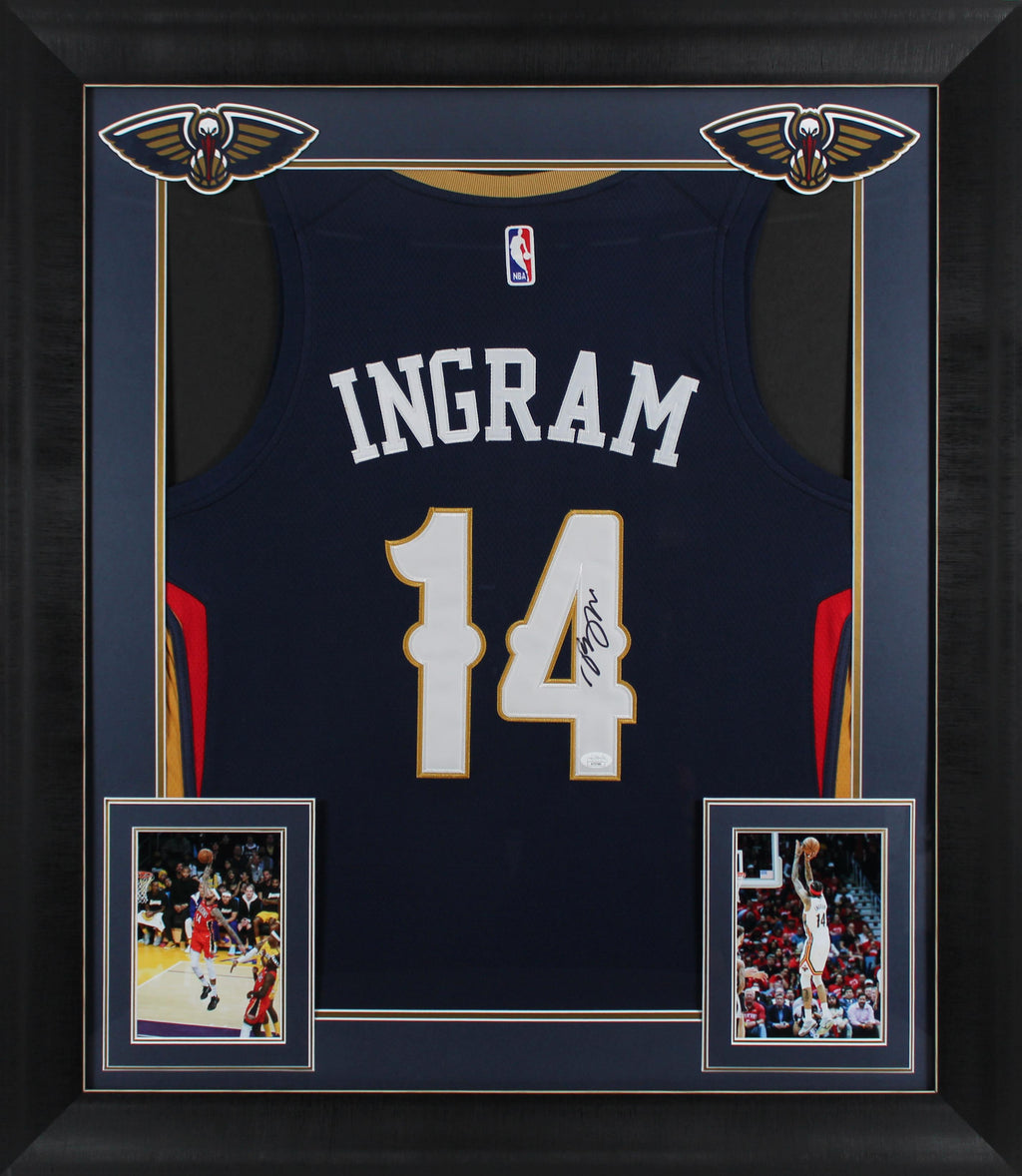 Authentic Brandon Ingram Autographed Pelicans Custom Framed Jersey Display JSA COA
