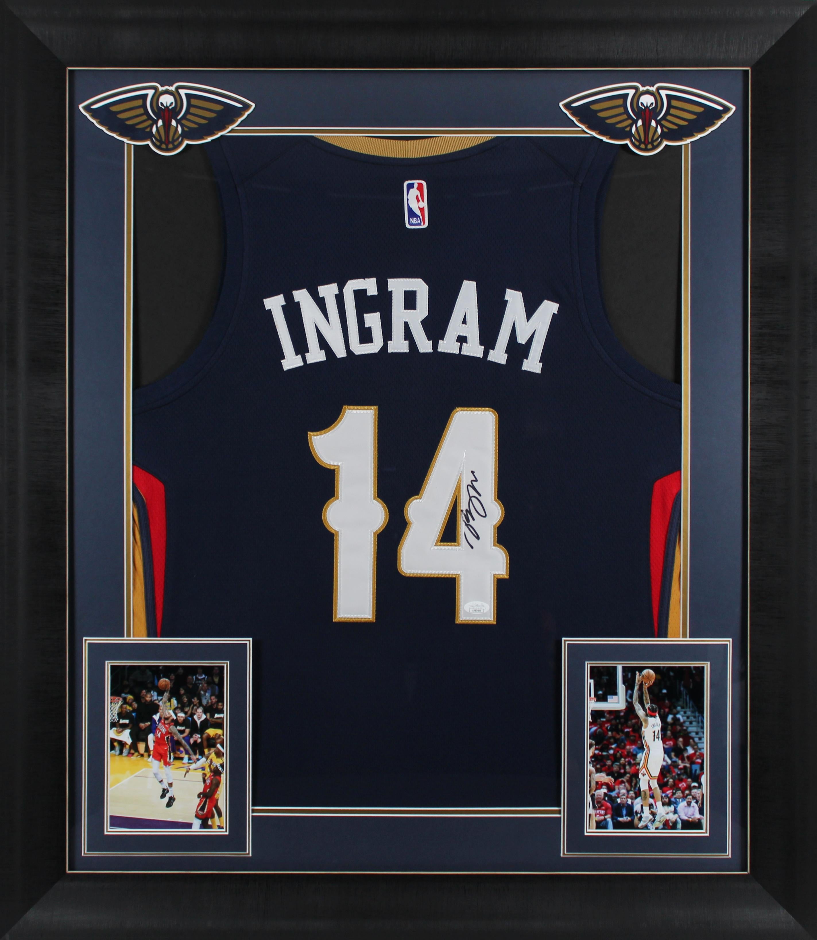 Authentic Brandon Ingram Autographed Pelicans Custom Framed Jersey Display JSA COA