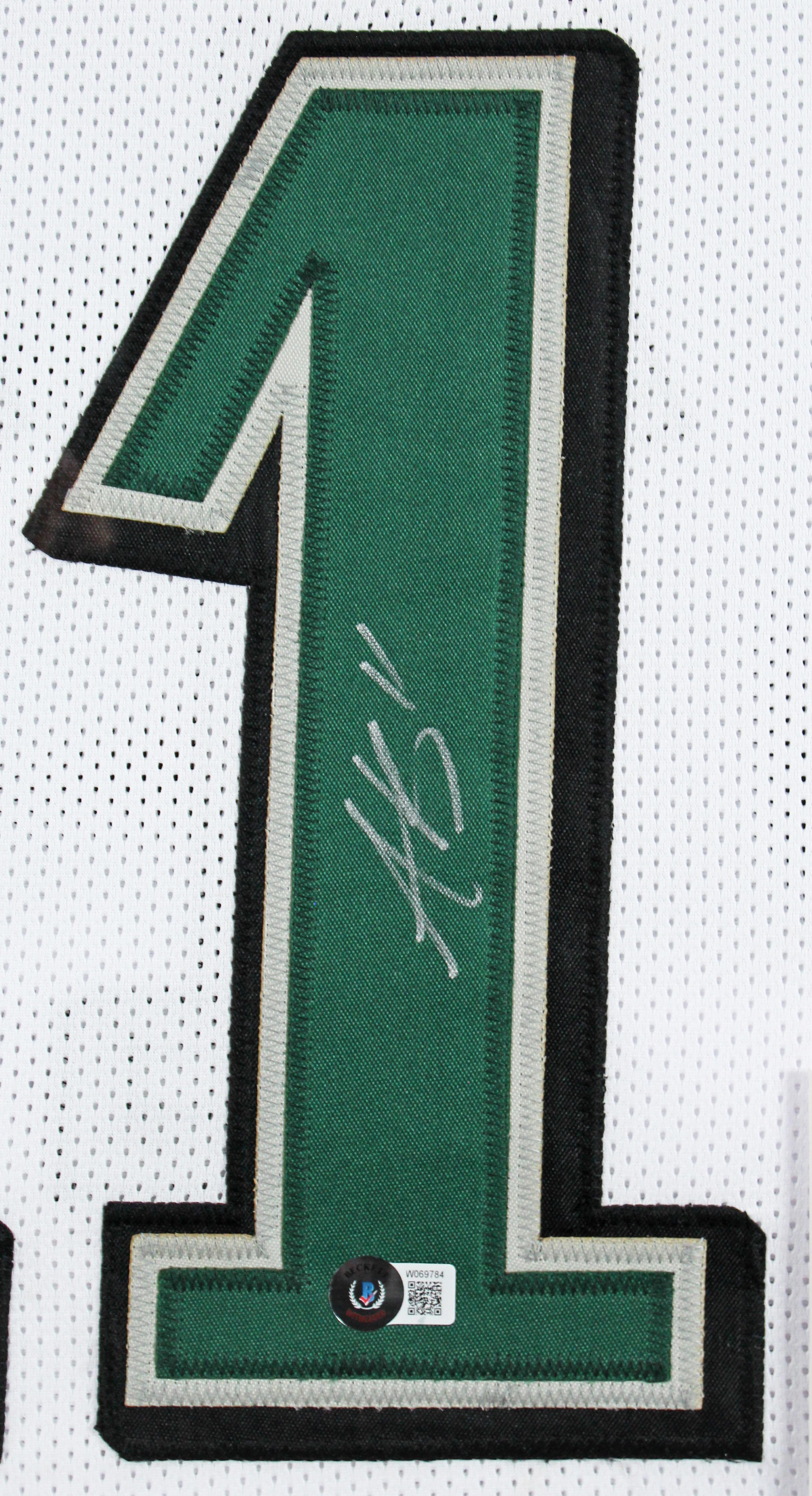 Authentic A.J. Brown Autographed Eagles Custom Framed Jersey Display Beckett COA