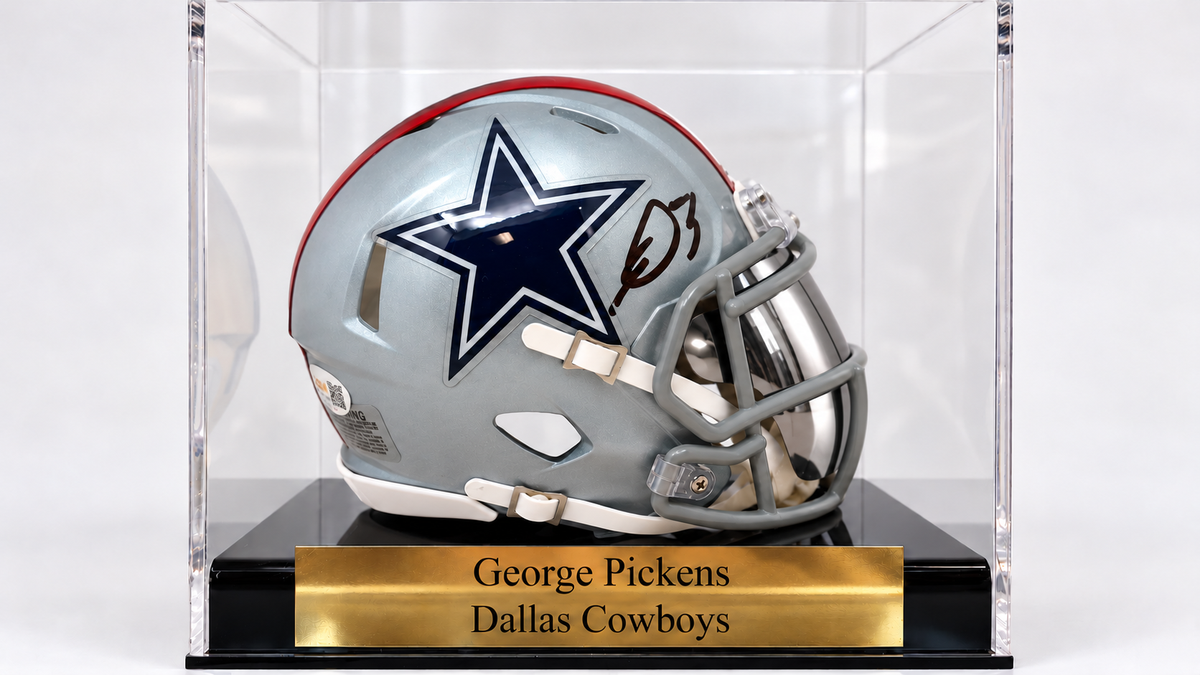 George Pickens Signed Cowboys Throwback Alternate Speed Mini Helmet in personalized case with visor (JSA)