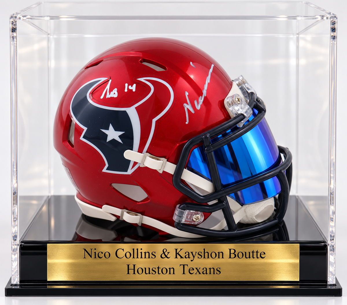 Nico Collins & Kayshon Boutte Signed Texans Speed Mini Helmet (Beckett)