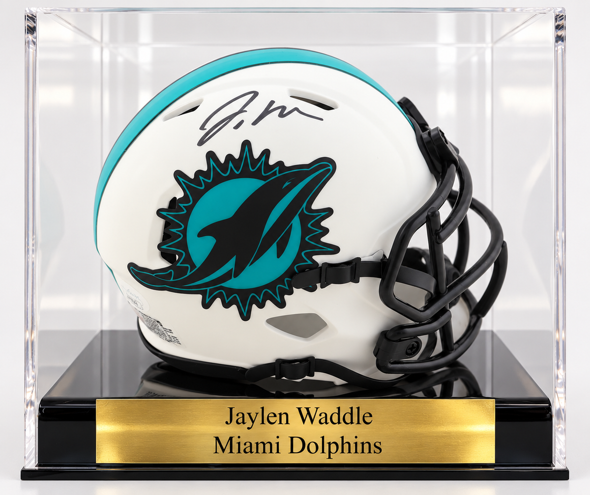 Jaylen Waddle Signed Dolphins Lunar Eclipse Alternate Speed Mini Helmet (JSA & PIA)