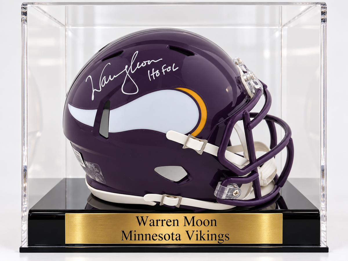 Warren Moon Signed Vikings Speed Mini Helmet Inscribed "HOF06" (Beckett)