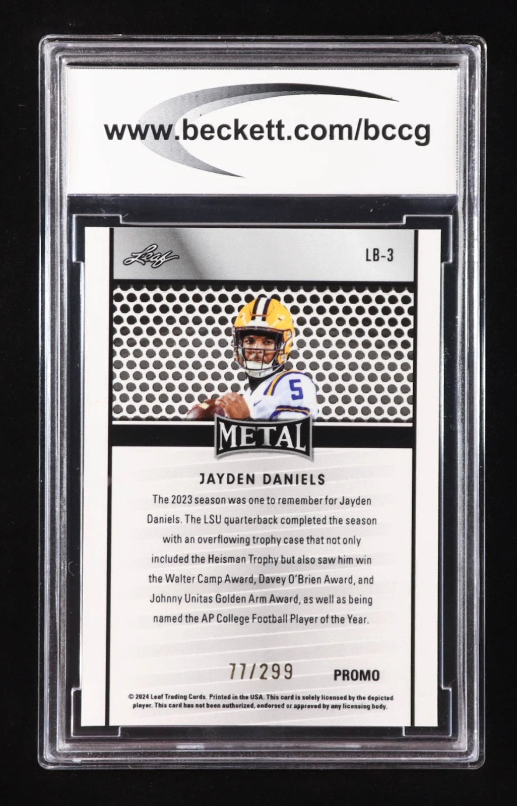 2024 Leaf Collective Promotional - Leaf Jayden Daniels Orange Shimmer BCCG 10