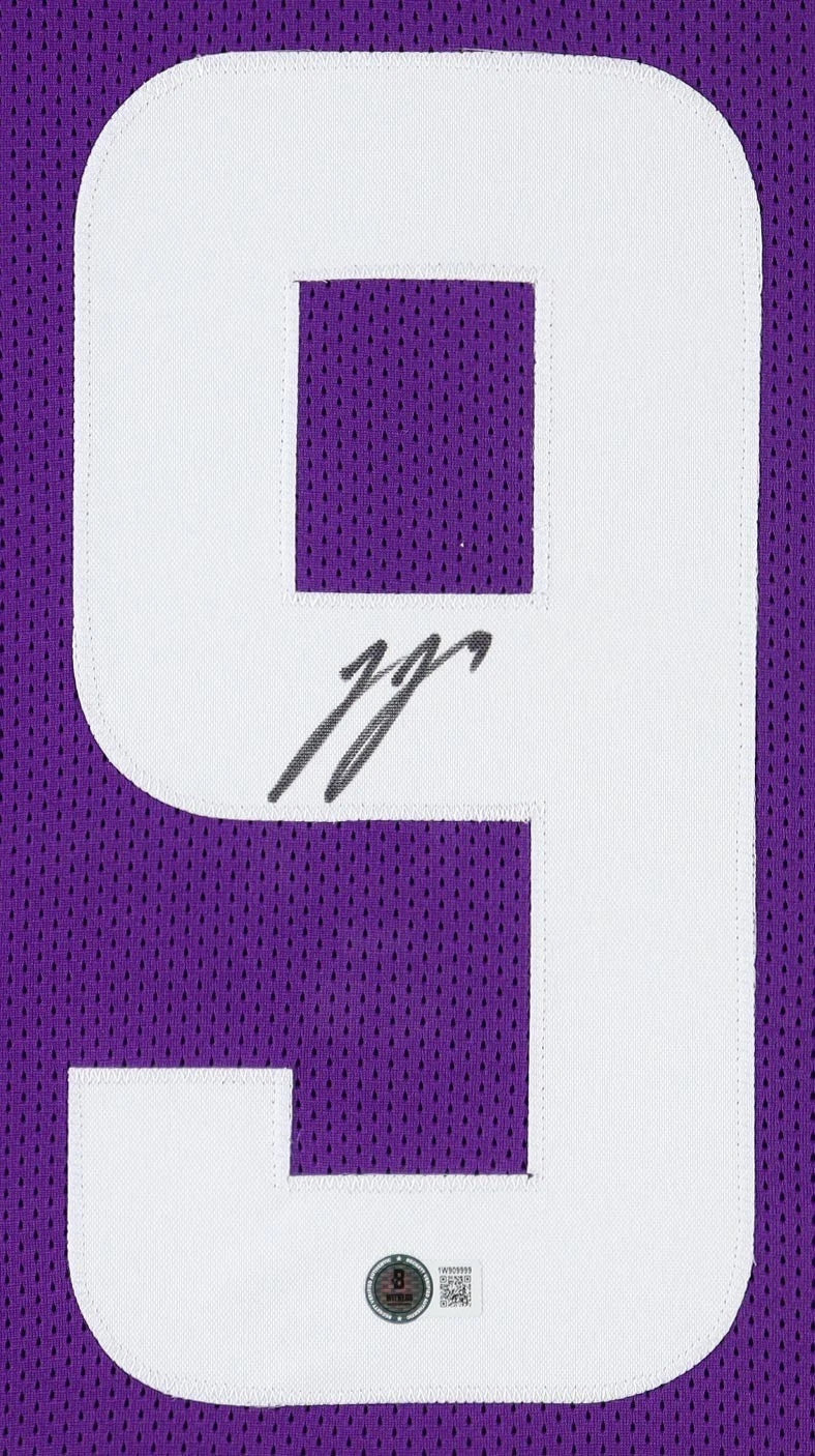 JJ MCCARTHY Signed/Autographed Custom Jersey Framed 35x43 - Beckett
