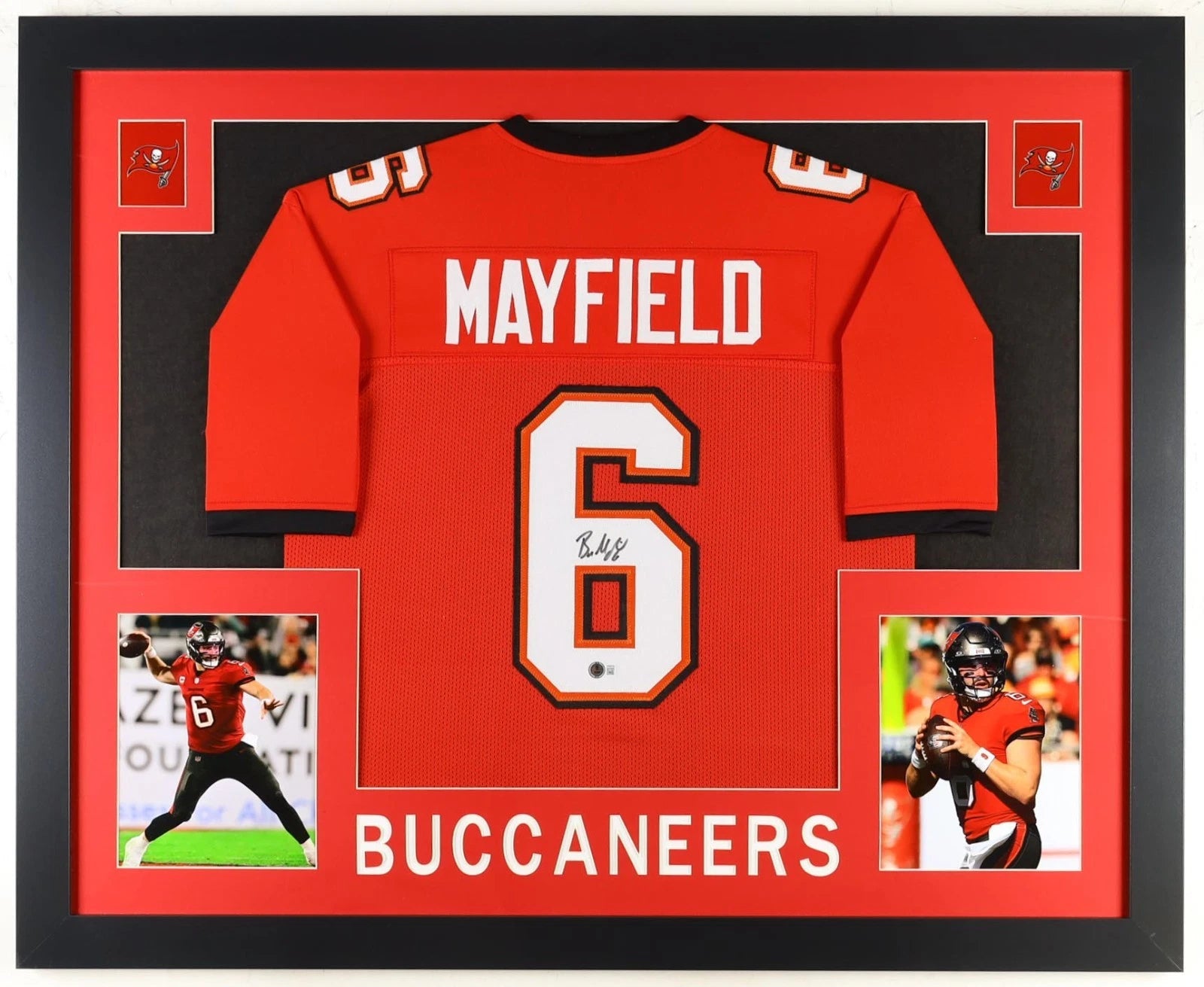 Baker Mayfield Signed 35x43 Custom Framed Jersey Display (Beckett Hologram)