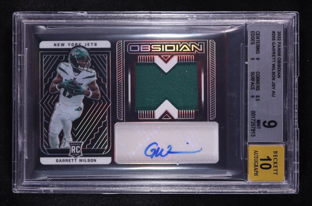2022 Panini Obsidian - Garrett Wilson #111 Electric Etch Green...BSG 9/10