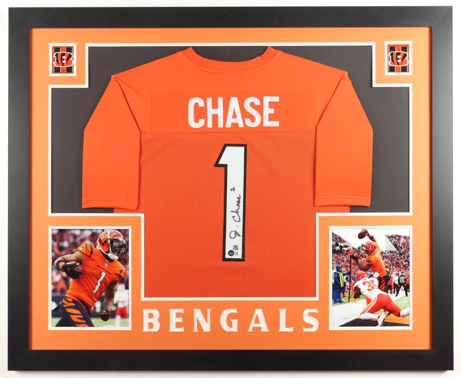 Ja'Marr Chase Signed Custom Framed Jersey Display (Beckett & Chase)